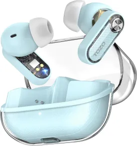 TOZO Hybrid Active Noise Cancelling Wireless Earbuds, Bluetooth 5.4 Headphones, 10mm Drivers Deep Bass Stereo Sound, 4 Mics ENC AI Clear Calls, 32 EQ Customization via App, Crystal Case Design