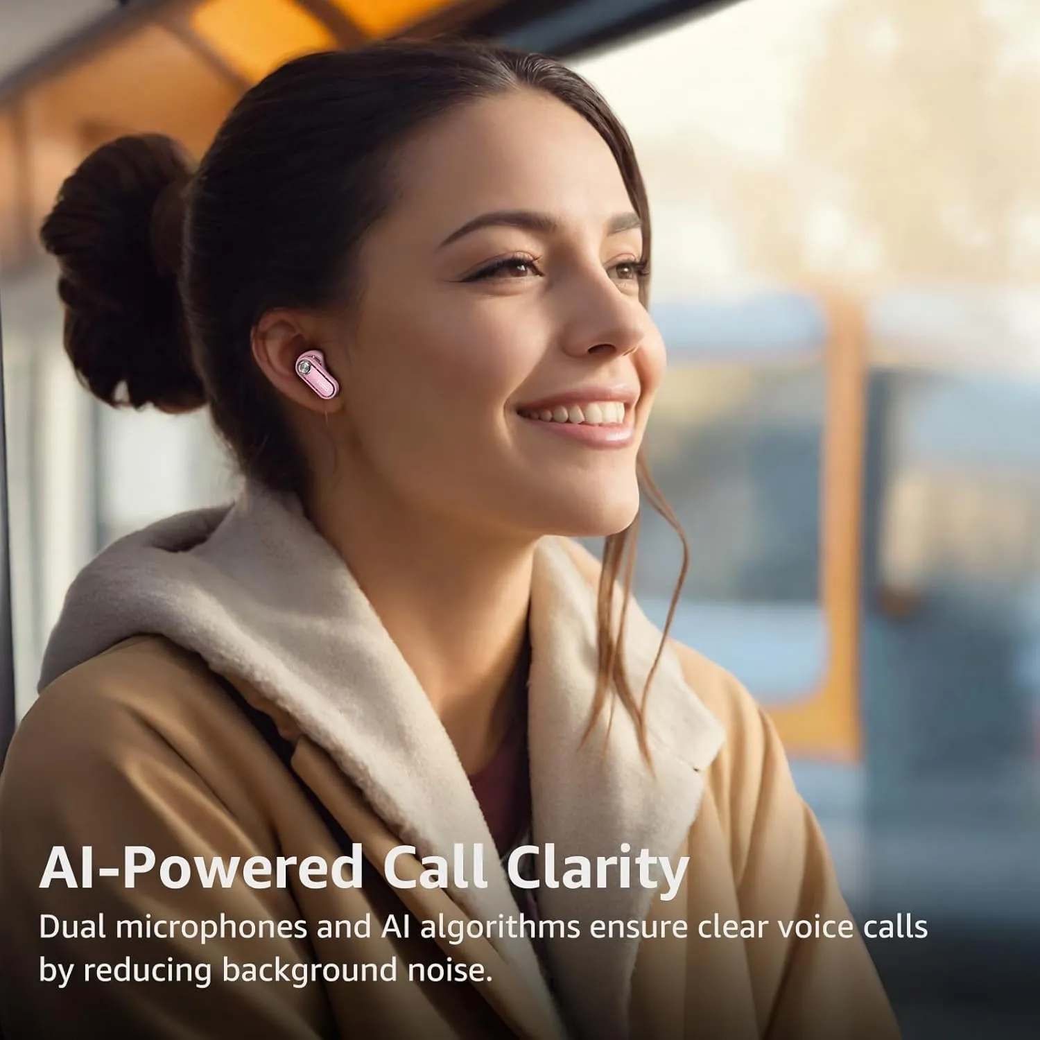 TOZO Hybrid Active Noise Cancelling Wireless Earbuds, Bluetooth 5.4 Headphones, 10mm Drivers Deep Bass Stereo Sound, 4 Mics ENC AI Clear Calls, 32 EQ Customization via App, Crystal Case Design