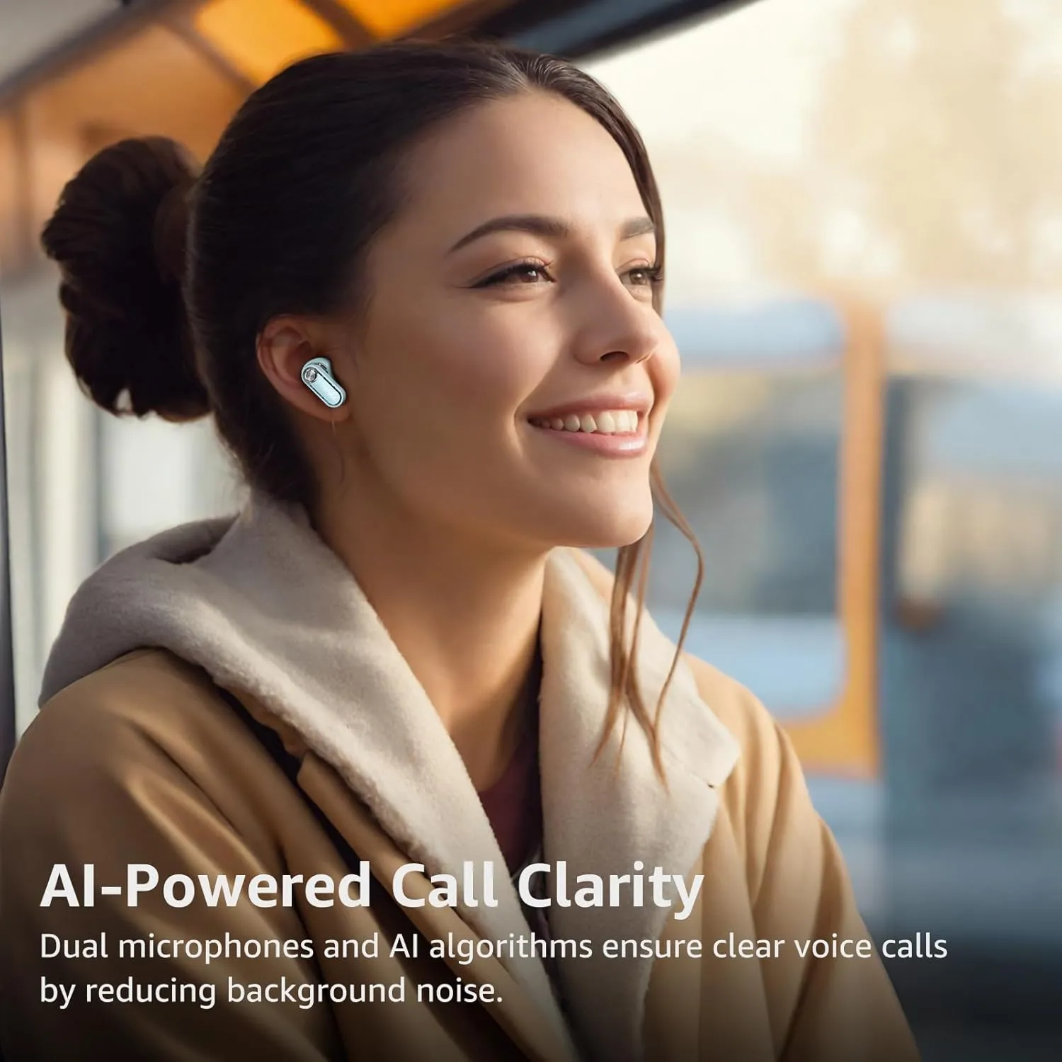 TOZO Hybrid Active Noise Cancelling Wireless Earbuds, Bluetooth 5.4 Headphones, 10mm Drivers Deep Bass Stereo Sound, 4 Mics ENC AI Clear Calls, 32 EQ Customization via App, Crystal Case Design