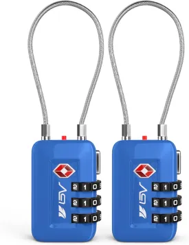 TSA Accepted Luggage Travel Lock, Set-Your-Own Combination Lock for School Gym Locker, Luggage Suitcase Baggage Locks, Filing Cabinets, Toolbox, Case (Blue, 2 Pack)