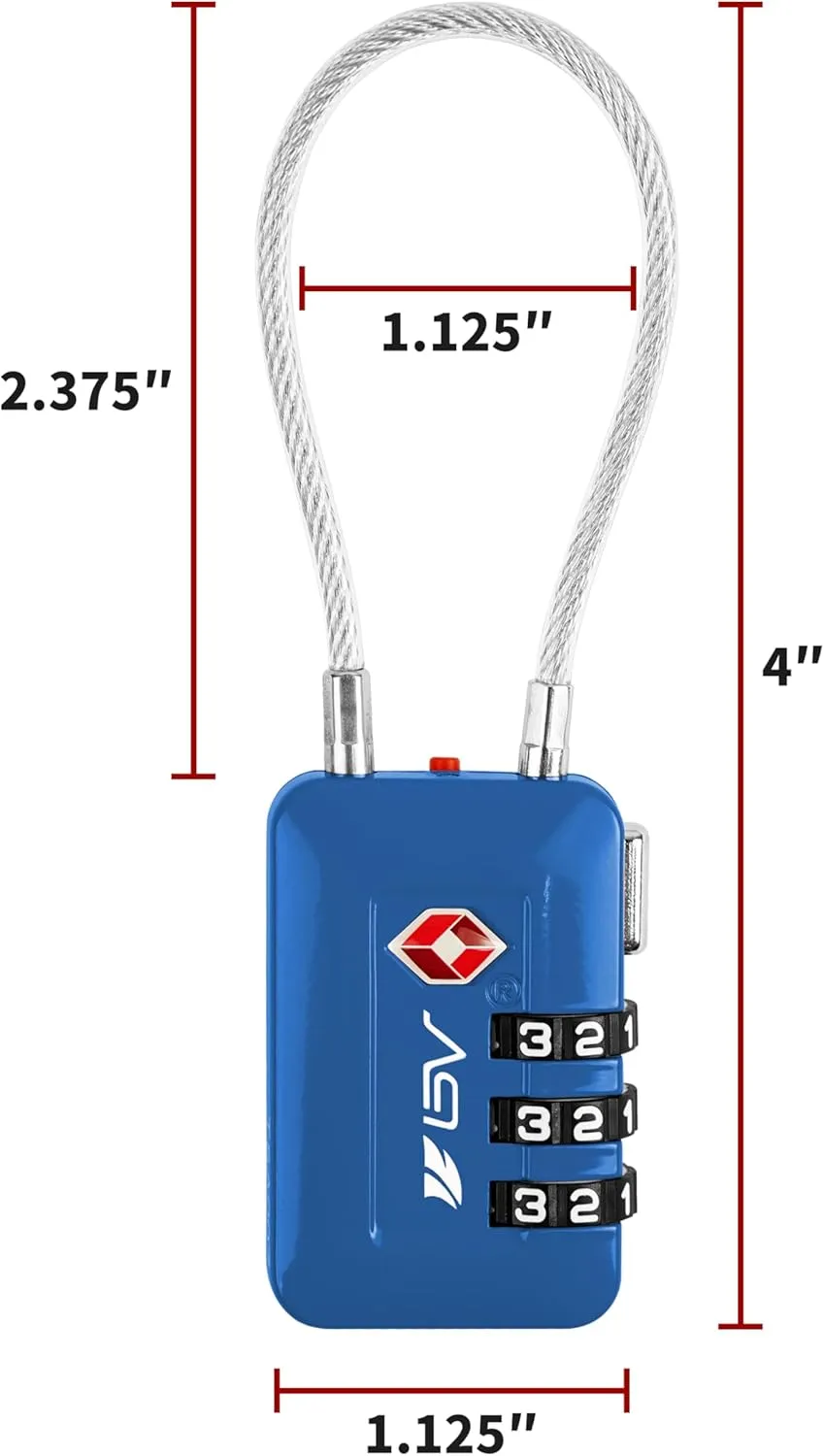 TSA Accepted Luggage Travel Lock, Set-Your-Own Combination Lock for School Gym Locker, Luggage Suitcase Baggage Locks, Filing Cabinets, Toolbox, Case (Blue, 2 Pack)