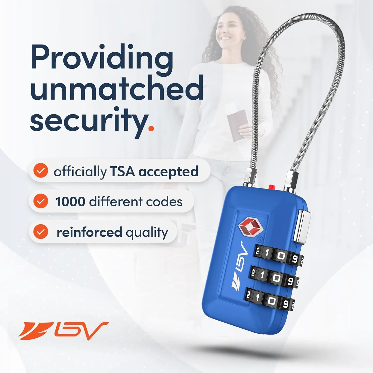 TSA Accepted Luggage Travel Lock, Set-Your-Own Combination Lock for School Gym Locker, Luggage Suitcase Baggage Locks, Filing Cabinets, Toolbox, Case (Blue, 2 Pack)