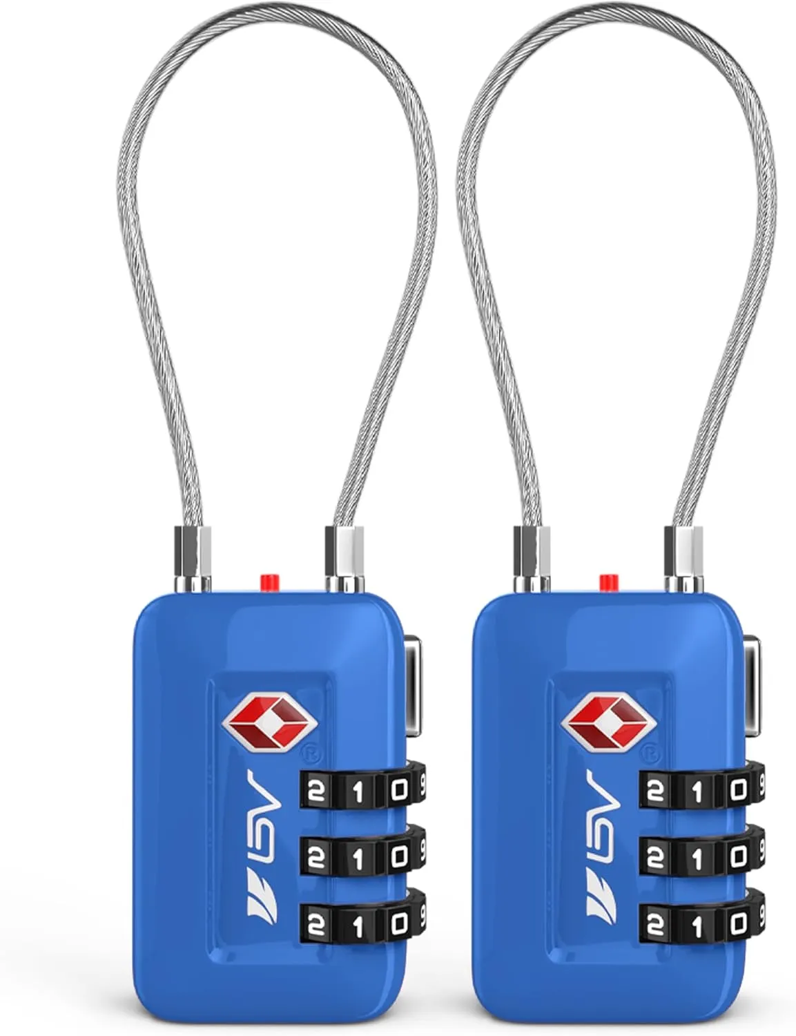 TSA Accepted Luggage Travel Lock, Set-Your-Own Combination Lock for School Gym Locker, Luggage Suitcase Baggage Locks, Filing Cabinets, Toolbox, Case (Blue, 2 Pack)