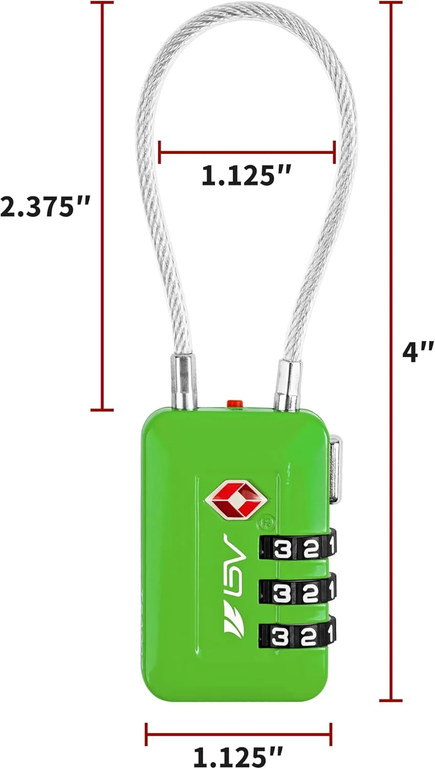 TSA Accepted Luggage Travel Lock, Set-Your-Own Combination Lock for School Gym Locker, Luggage Suitcase Baggage Locks, Filing Cabinets, Toolbox, Case (Green, 1 Pack)