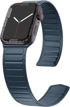 Vintage Leather Magnetic Link Bands for Apple Watch Band 49mm 46mm 45mm 44mm 41 40 mm,Top Grain Genuine Leather Loop with Strong Magnet for iWatch Ultra Ultra2 SE SE2 Series 10/9/8/7/6/5/4 Men Black