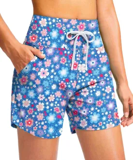 Viodia Women's 5" High Waisted Swim Board Shorts Quick Dry Beach Shorts with Pockets UPF 50  Swimsuit Bottoms with Liner