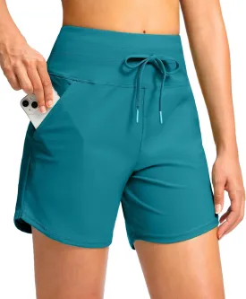 Viodia Women's 5" High Waisted Swim Board Shorts Quick Dry Beach Shorts with Pockets UPF 50  Swimsuit Bottoms with Liner