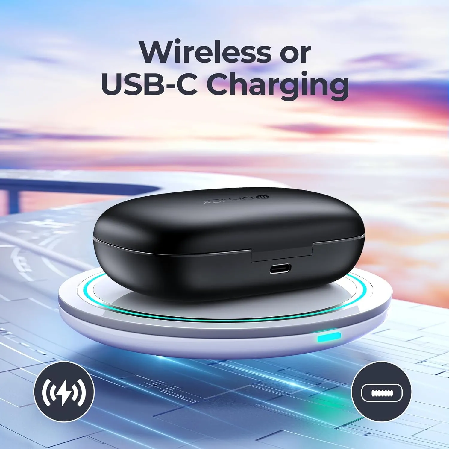 Wireless Earbuds Bluetooth 5.3 Headphones 90 Hrs Playtime Earbuds with Wireless Charging Case Power Display Over-Ear Earphones with Earhooks Waterproof Stereo Headset for Android Phone Workout Black