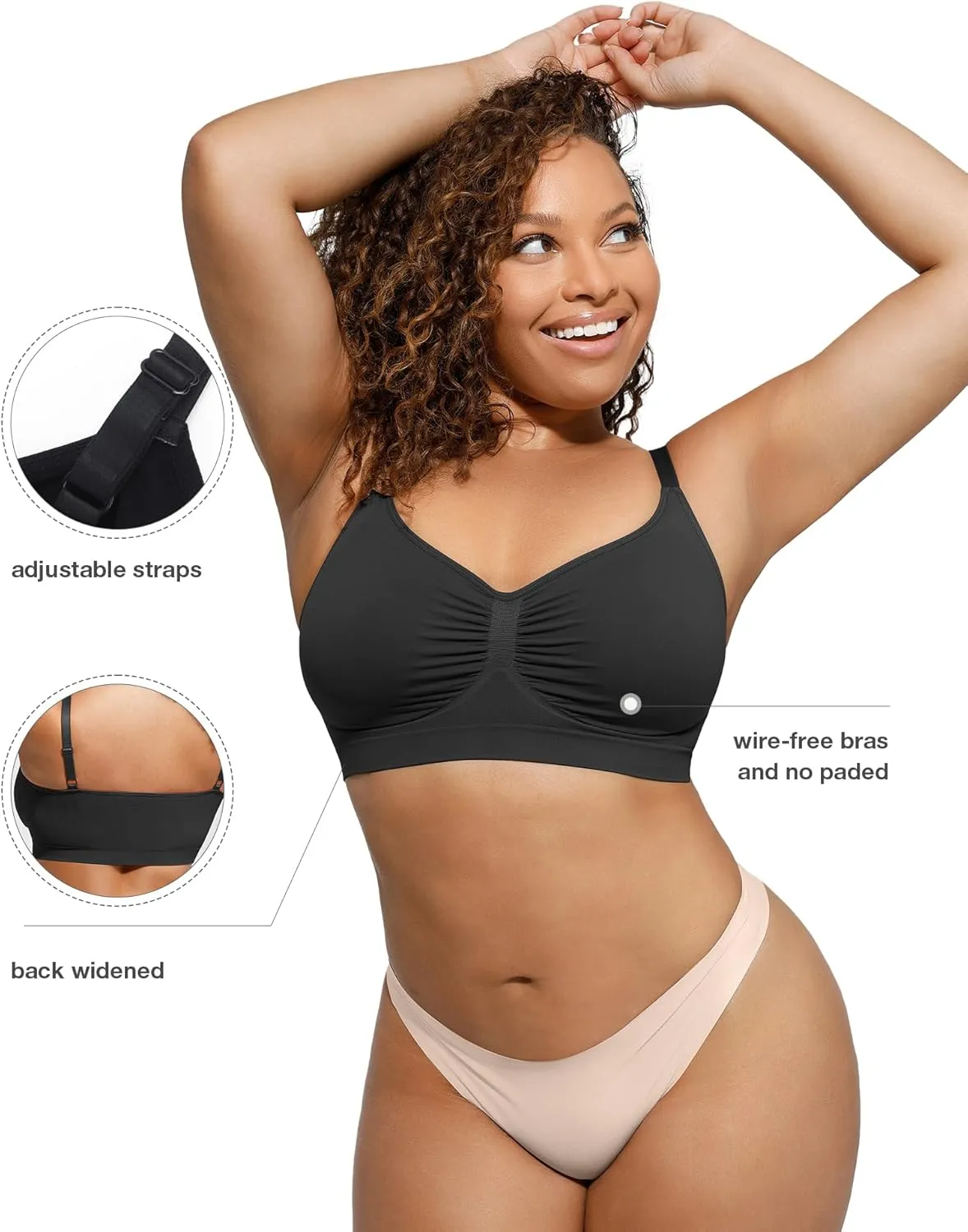 Women's Wireless Seamless Bras No Underwire Stretch Adjustable Bralettes Comfortable Soft Everyday Bra