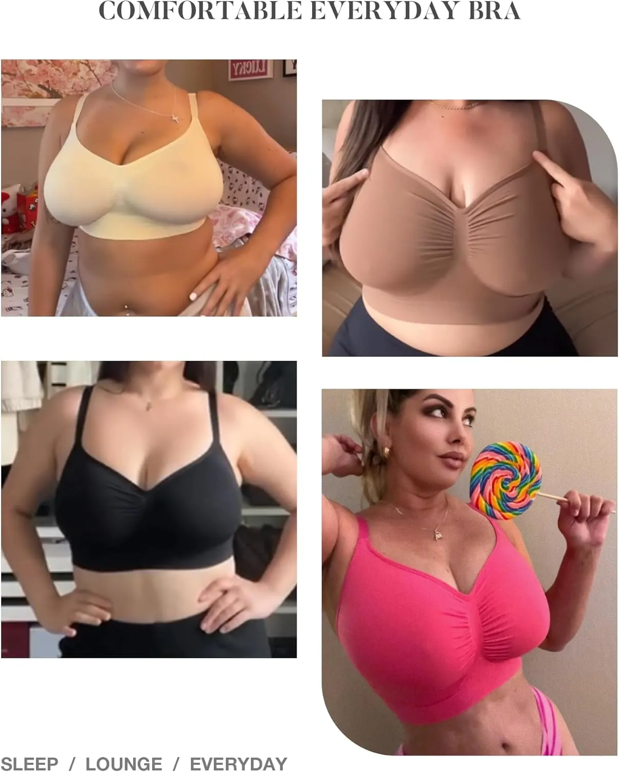 Women's Wireless Seamless Bras No Underwire Stretch Adjustable Bralettes Comfortable Soft Everyday Bra