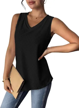 Zeagoo Women Eyelet Tank Tops Sleeveless Shirts V Neck Cute Summer Top Loose Fit Camisole S-XXL